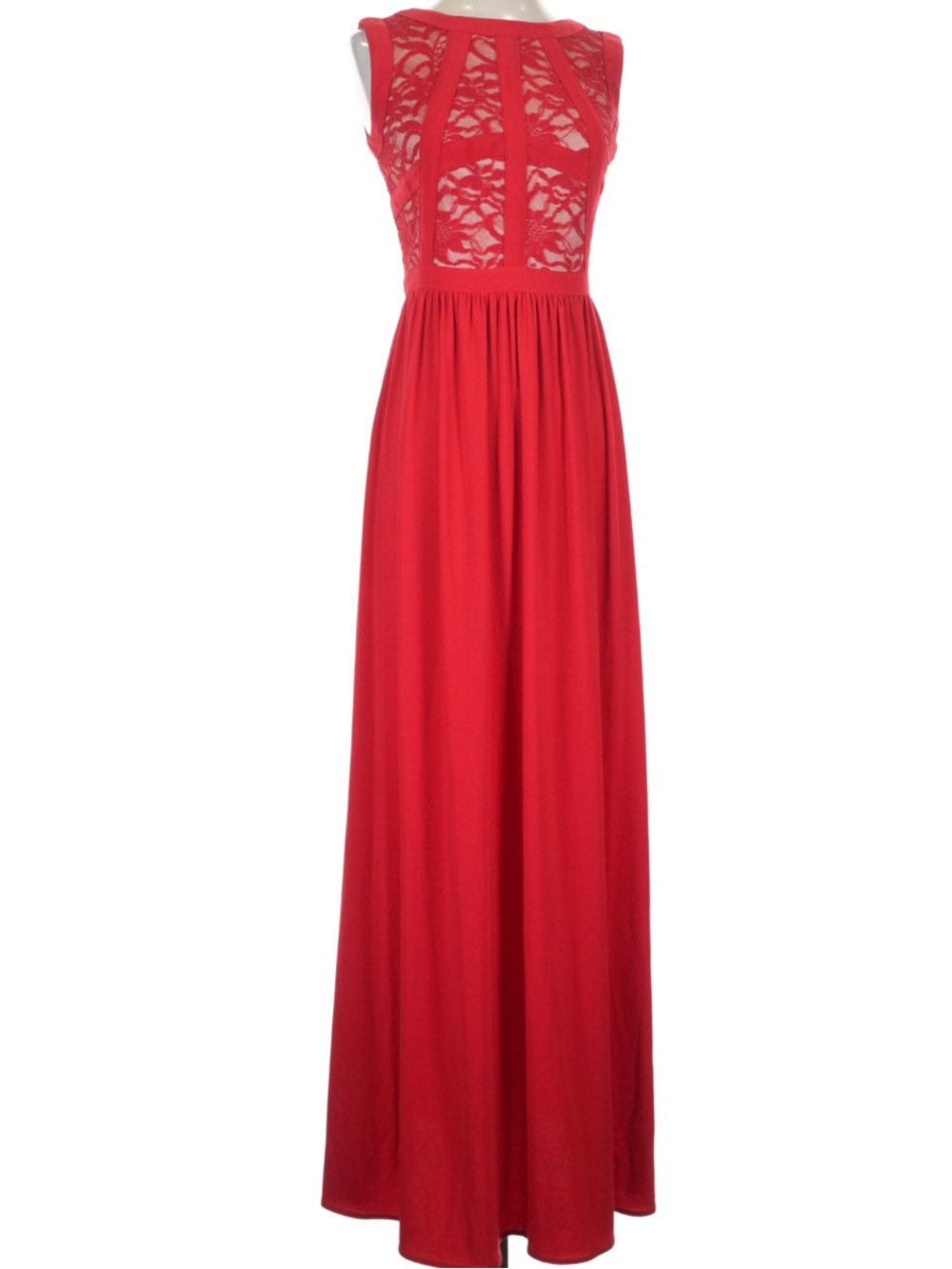 Red Lace Bodice Maxi Dress